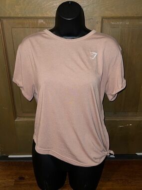 Gymshark Everyday Essential Tan Short Sleeve Tie Side Shirt Size M